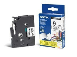 Etiqueta blanca continua laminada Brother TZE221 - de 9 mm de ancho x 8 mts de largo. Impresión en negro. Etiqueta blanca continua laminada Brother TZE221 - de 9 mm de ancho x 8 mts de largo. Impresión en negro.